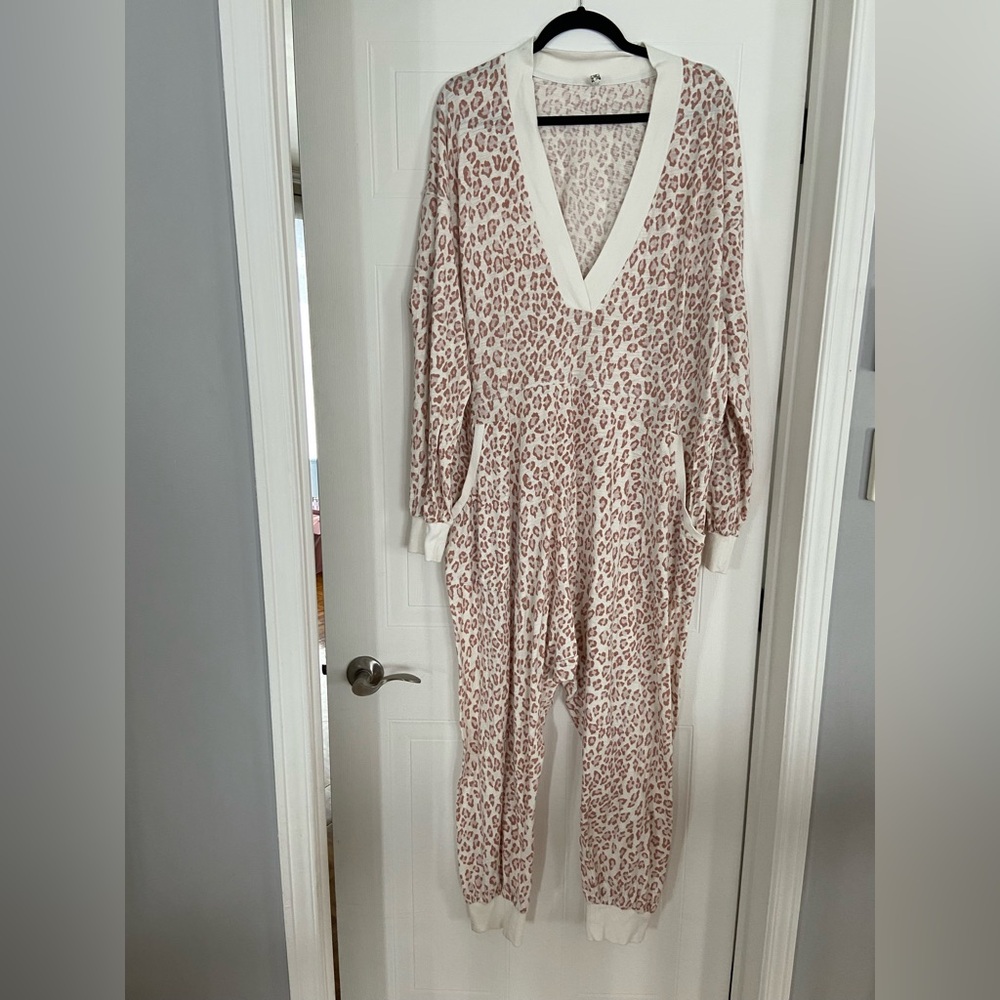 Free People Just Because cheetah print onesie Large